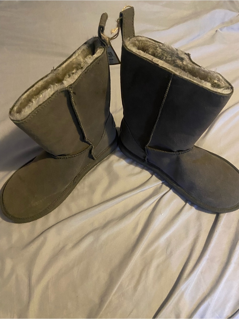 American Eagle Outfitters Gray Suede Faux-Fur Winter Boots